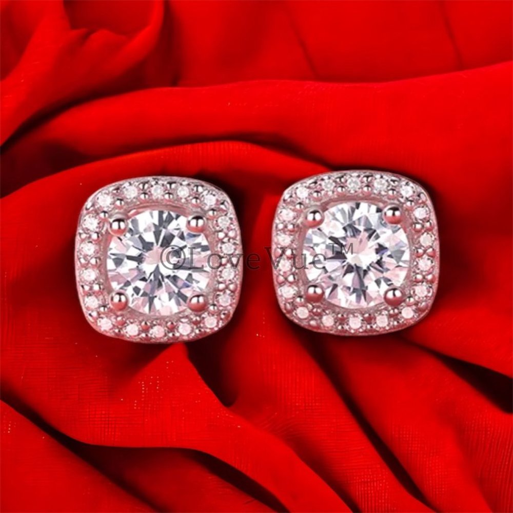 Certified 1ct. t.w. Diamond Brilliant Cut Halo Stud Earrings - Picture 3 of 15